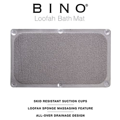 BINO | Loofah Non-Slip Bath Mat for Tub - Light Grey | Spa-Inspired Comfort, Quick-Drying, Secure Suction Cups | Exfoliating Shower Mat for a Luxurious and Safe Bathing Experience - color: Light Grey