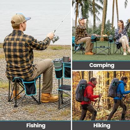 FUNDANGO Folding Tripod Stool, 2 Pack Lightweight Portable Fishing Chair with Thick Padded Seat, 440 Lbs Heavy Duty Outdoor Camping Chairs with Carry Bag for Walking Hunting Hiking Travel - color: Black Tripod-2 Pack