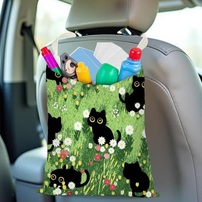 Black Cat Car Trash Bag, Car Trash Bag Hanging, Waterproof Cars Back Seat Hanging Organizer and Storage Trash Bags for Vehicle Travelling Camping - color: Cat01