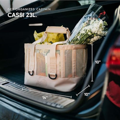 MISSION Boat Gear CASSI Heavy-Duty Outdoor Tote and Waterproof Marine-Grade Mesh Boat Bags - color: Sandstone, size: 23 Liter