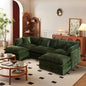 SoarFlash Chenille Sectional Sofa, Comfy L Shaped Modular Coush Sofa with Ottoman, Modern 3 Seat Couch Deep Seat Sofa Set for Living Room,Green - color: Green, size: 3 Seat+2 Ottoman