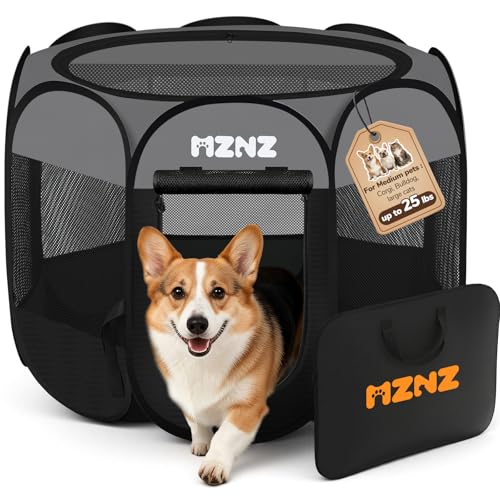 Dog Playpen, Portable Puppy Pet Crate Indoors for Small/Medium Dogs Cats Rabbits, Foldable Dog Cage Enclosure for Outdoor, Pop Up Dogs Tent Kennel with Carrying Case, Dark Grey - color: Dark Grey, size: Medium (36"L x 36"W x 23"H)