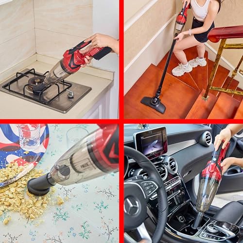 Cordless Vacuum Cleaner for Milwaukee Battery,Wireless Handheld Power Vacuum Cleaner for Home, Boat, Workshop, Car, Pet Hair, Furniture(Tool Only No Battery), Red
