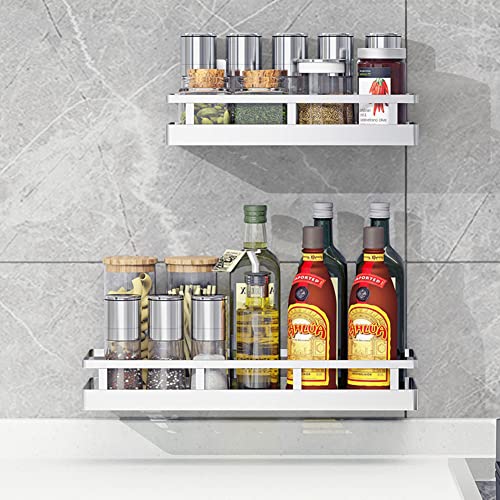 2PCS Kitchen Spice Rack, SUS304 Stainless steel Wall Mount Storage Rack, Seasoning Container, 15.7Inch Spice Organizer, Kitchen Seasoning Hanging Rack, Bathroom Shelf for Storing Toiletries - size: 15.7Inch 2PC