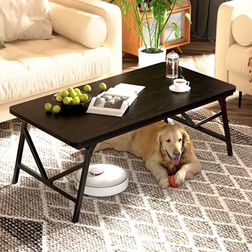 Folding Coffee Table, No Assembly Low Coffee Table, Floor Table Desk for Sitting on The Floor, Portable Floor Table for Living Room, Home, Caravan and use, 31.5L‘ x 15.8W’ x 15.8H’ - color: Black, size: 31.5L×15.8W×15.8H