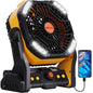WESTTREE 20000mAh Camping Fan with LED Lantern USB Tpye C Rechargeable Battery Operated Outdoor Tent Fan with Light & Hook, 270° Pivot 4 Speeds, Personal USB Desk Fan for Camping Yellow X26A - color: X26A Yellow