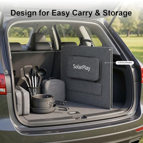 SolarPlay 400W Portable Solar Panel with Adjustable Kickstands, Foldable Solar Panel for Power Station, RV, Camping, Power Backup, Outdoor Generators, Blackout