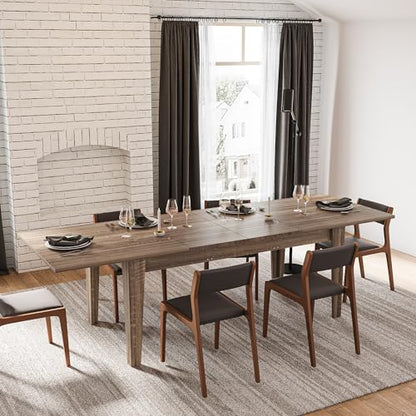 71"-106" Extendable Dining Table for 4-12 People, Space-Saving Extra Long Transformer Table with Extension Leaves Holder, Oak - color: Oak, style: 71" - 106.5" (4-12 People)