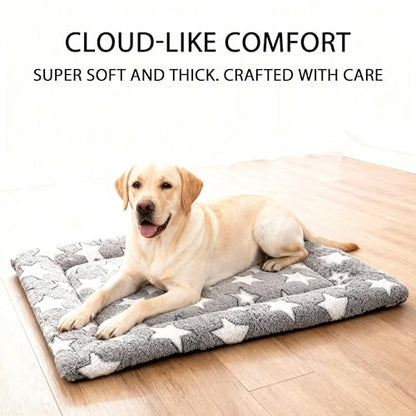 Dog Bed Mat, Reversible Crate Pad & Durable Dog Bed - Machine Washable Kennel Mat with Ultra Soft for Medium Dogs (Cool/Warm), 30" x 20", Grey&Star - color: Grey&Star, size: 30"L*20"W*1.5"Th