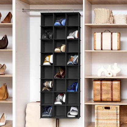 Simple Houseware 24 Section Shelves Hanging Shoes Organizer Holder for Closet, Black - color: Black