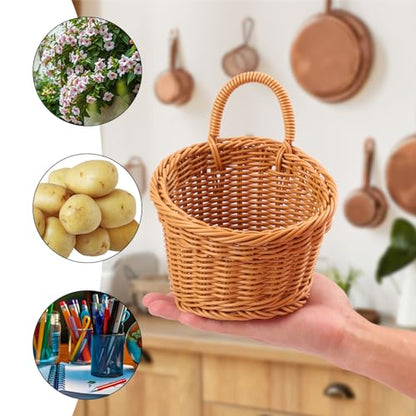 6 Pack 6.3 x 5 inch Woven Hanging Fruit Basket, Wall Hanging Wicker Baskets, Wall fruit Wicker Basket for Kitchen, Planter, Vegetable & Fruit, Boho Home Decor - size: 6 Pack 6.3 x 5 inch