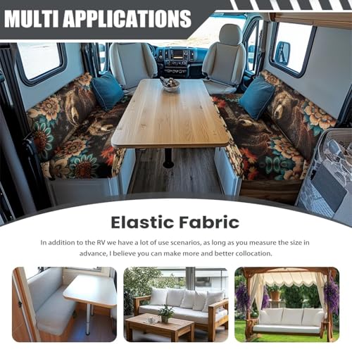 RV Dinette Cushion Covers with Aztec Boho Flower Bear Print - Stretchable Couch Cushion Covers Washable Slip Covers for Loveseat Sofa Slip Covers, Easy to Install - color: Aztec Boho Flower Bear
