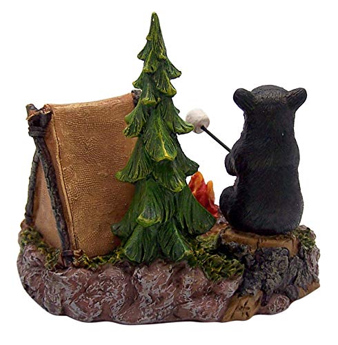 Wowser Rustic Home Decor- Black Bear Camping Duo Figurine - 4.75 Inches