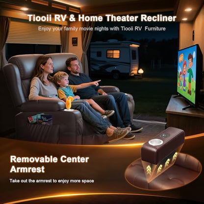 RV Loveseat Recliner Sofa, 3 Seat Wall Hugger Massage Reclining RV Couch with USB, Insert Pockets, Cup Holders, 150° RV Recliners Sleeper Sofa for RV Furniture & Home Theater Seating - color: Brown, size: 3 Seat-G1