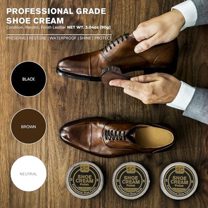 Stone and Clark Original Shoe Polish & Care Kit - Leather Shoe Shine Kit for Men & Women - style: Wooden Box