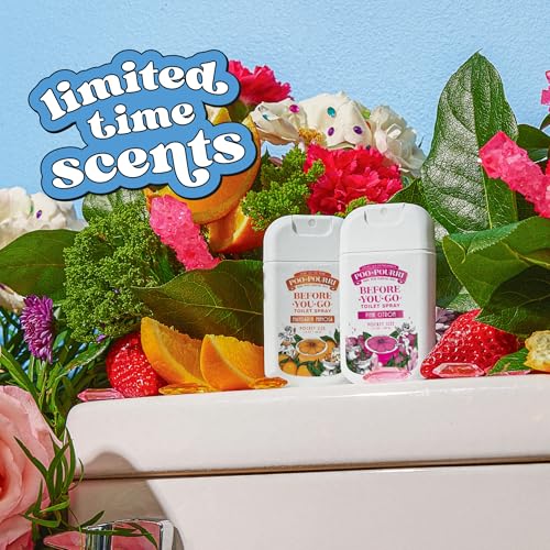 Poo-Pourri Before-You-Go Pocket Toilet Spray, Travel Essentials, Mandarin Mimosa, 1 Fl Oz, Up to 50 Uses, On-The-Go Bathroom Odor Deodorizer with Essential Oils, TSA Approved Size - size: 1 Ounce (Pack of 1), style: Mandarin Mimosa