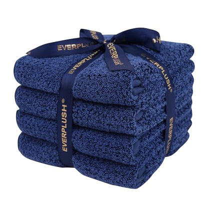 Everplush 4-Piece Premium Hand Towel Sets: Super-Soft, Highly Absorbent & Quick Drying Bathroom Towels – Versatile for Hotel, Bathroom, Shower, Spa, 16x30 Inches(Navy, 16" x 30") - color: Navy
