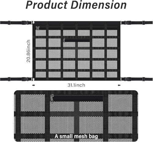 Upgrade Car Ceiling Cargo Net Pocket with Zip,Double Layers+Avoid Sagging Roof Cargo Bag for Toy,Quilts,Tickets,Universal Road Trip Essentials Car Organizers and Storage for Truck SUV