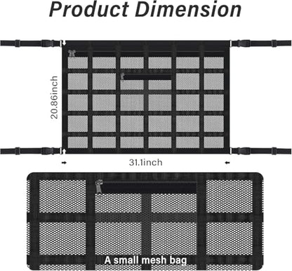 Upgrade Car Ceiling Cargo Net Pocket with Zip,Double Layers+Avoid Sagging Roof Cargo Bag for Toy,Quilts,Tickets,Universal Road Trip Essentials Car Organizers and Storage for Truck SUV