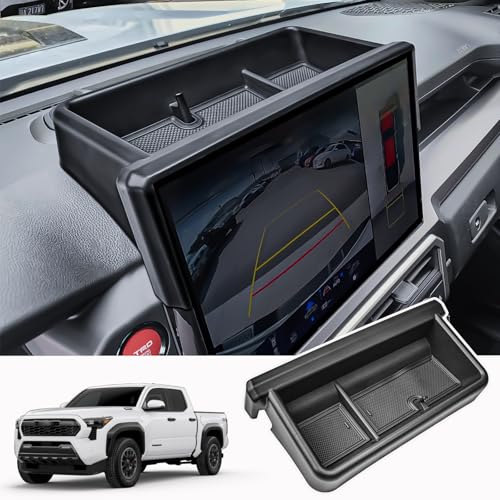HGWEI Dashboard Storage Box Compatible with 2024-2026 Toyota Tacoma & 2025 2026 4Runner (14 Inch Screen Only), Behind Screen Dash Tray Interior Center Console Organizer Accessories-Not for 8" Screen