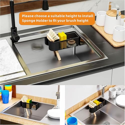 SUOXING Rustproof Sponge Holder for Kitchen Sink,2-in-1 Dish Wand Holder with Suction Cup and Adhesive for Scrub Brush,Scrubber,Dish Sponge,Spinge Holder,In Sink Organizer & Basket Accessories,Plastic - style: Inside Sink