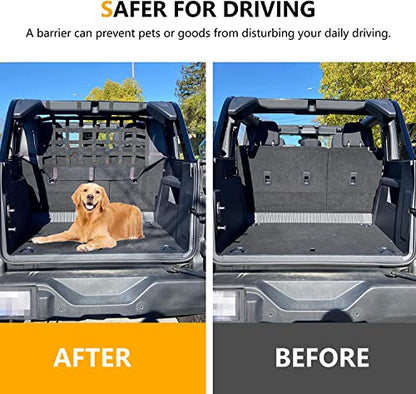 for Ford Bronco Pet Dog Safety Barrier Divider Trunk Cargo Isolation Mesh Net for Ford Bronco 4 Door 2021 2022 2023 2024 2025 Driving Safely with Pet for Small Medium Large Pets