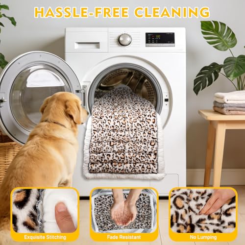 Backseat Dog Bed Mat for Car, Non-Slip Scratch-Resistant Dog Car Seat Cover, Soft Thick Pet Travel Cushion, Washable Back Seat Protector Blanket for Cars SUVs Trucks, 53 x 24 Inches - color: Brown Leopard Pattern