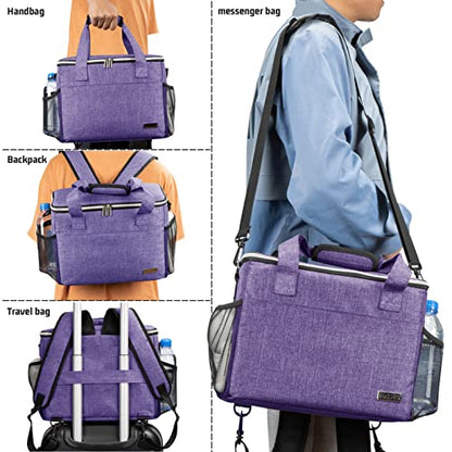 BAGLHER Dog Travel Bag Backpack Pet Supplies Backpack 5-Piece Set with Shoulder Strap 2 Lined Pet Food Containers 2 Foldable Feeding Bowls Essential Kit for Pet Travel - color: Purple, size: Medium