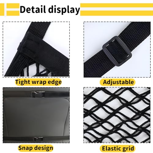 Car Seat Net Passenger Seat Caddy, Double Layer Front Seat Versatile Elastic Organizer Net Purse Holder Most Sizes Shapes Universal for GMC Ford Toyota No Removal Required, 19.69" x 15.75"