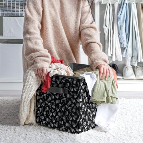 Skull Pattern Foldable Storage Box with Handle Organizer Containers for Home Office Clothes Office Supplies - color: style-6-1