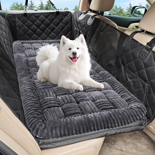 Dog Car Bed Mat, Non-Slip Backseat Extender Pet Blanket, Plaid Dog Bed for SUVs, Sedans & Trucks, Chew-Resistant Travel Pad for Dogs, Easy Clean & Scratch-Proof & Comfort (50"×24.6") Gray - color: Gray, size: For Cars/ SUV/ Small Truck (50"×24.6")