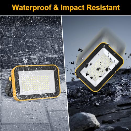 2 Pack 40W Rechargeable Work Light, 2400LM LED Work Light Battery Powered, Portable Flood Light with Stand Waterproof Job Site Lighting for Camping, Fishing, Hiking, Car Repaire with Emergency
