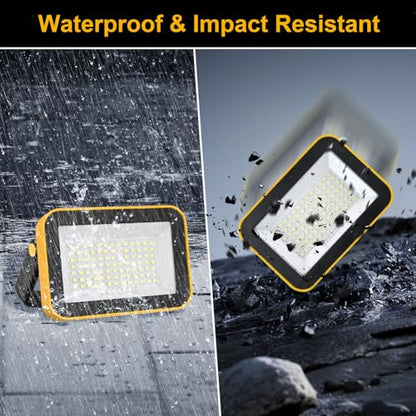 2 Pack 40W Rechargeable Work Light, 2400LM LED Work Light Battery Powered, Portable Flood Light with Stand Waterproof Job Site Lighting for Camping, Fishing, Hiking, Car Repaire with Emergency