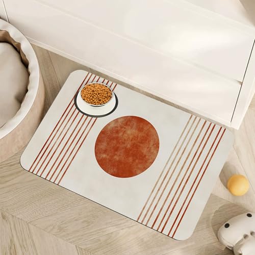 Sun Boho Dog Food Mat for Floors,Absorbent Quick-Dry Pet Feeding Mat, Cat Dog Bowl Mats for Food and Water, Non-Slip Pet Accessories Supplies 12"x20" - color: Sun Boho, size: 12"×20"