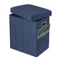 Tall Ottoman with Storage Collapsible Fabric Small Slim Folding Ottoman Furniture with Handles Lid for Room Footrest Foot Stool Linen Navy Blue 16.5x16.5x11.8in - color: Navy Blue