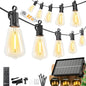 Brightown 52FT Solar String Lights Outdoor Waterproof, Patio Lights with Remote & Timer, USB/Solar Powered Dimmable Outdoor Lights, 15+1 LED Bulbs for Backyard Garden Camping Party - 26Hrs Runtime - size: 52FT(15 Sockets)