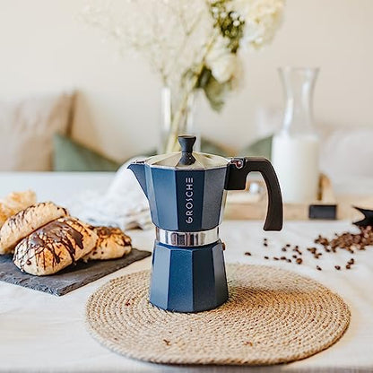 GROSCHE Milano Stovetop Espresso Maker Moka Pot 9 Espresso Cup, 15.2 oz, Blue. Stove top Coffee Maker Moka Italian Espresso greca Coffee Maker Brewer Percolator - color: Blue, size: 9 espresso cups