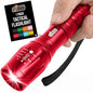 GORILLA GRIP Powerful LED Tactical Flashlight, 750 FT High Lumens 5 Adjustable Modes, Water Resistant, Ultra Bright Zoom Flashlights, Small Mini Flash Light, Camping, Night Dog Walking, Red - color: Red