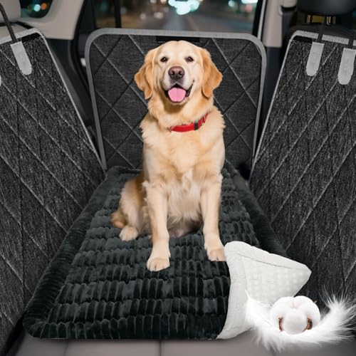 Thickened Dog Bed for Car Back Seat, Upgraded Bottom Non-Slip, Fits Hard Bottom car seat Cover for Dogs, Premium Dog Car Seat Cover - color: Classic Black