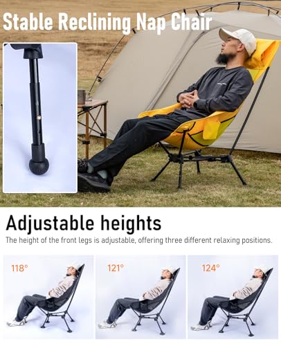 iClimb Ultralight Compact Camping Folding Beach Chair with Anti-Sinking Large Feet (Yellow - Triangular Frame High Back - 2PC) - color: Yellow (Triangular Frame High Back)