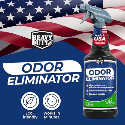 Heavy Duty Odor Eliminator Spray - 32 fl oz - Professional Strength Deodorizer for Pet, Food & Fire Odors - Non-Toxic, Fast-Acting & Residue-Free Formula - Multi-Surface Use