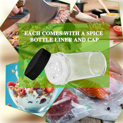 50 Pack Mini Plastic Spice Jars with White Caps 1 oz Clear Round Spice Bottles with Sifters Small Empty Seasoning Containers for Travel Home Storing Spice Seasoning Powders (Black) - color: Black