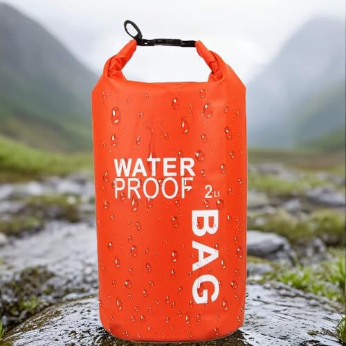 Waterproof Dry Bag 2L, Lightweight Roll-Top Sack for Kayaking Swimming Camping and Beach, Compact & Water-Resistant Outdoor Essential (Orange) - color: Orange
