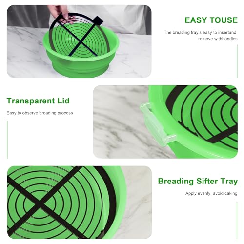 FJNATINH Collapsible Batter Bowl - Mess Free Better Breader Shaker Bowl with Lid Breading Shaker Container for Fried Fish, Fried Chicken, Onion Rings & More,No Leak,Easy to Store,Grass Green - color: Grass Green