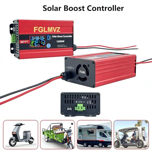 Boost MPPT Solar Charge Controller 30A 1200W, Step-Up to 48/60/72V, for RV, Golf Cart, Off-Grid Solar Systems, Max 15A for Lead-Acid & Lithium LiFePO4 Batteries, Universal for All PV Panels