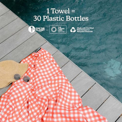 Nomadix Original Towel - Perfect for Beach, Pool, Travel, Camping, Yoga - Made with Recycled Materials - Super Absorbent - Sand Resistant - Gingham Red - 72.5x30 - color: Gingham Red