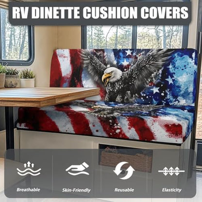 SEANATIVE RV Sofa Split Seat Cover 2-Piece Eagle American Flag Dinette Cushion Covers Replacement Camper Couch Cover Sofa Seat Cushion Slipcovers Dust Proof Bench Slip Cover Rectangle - color: Eagle American Flag