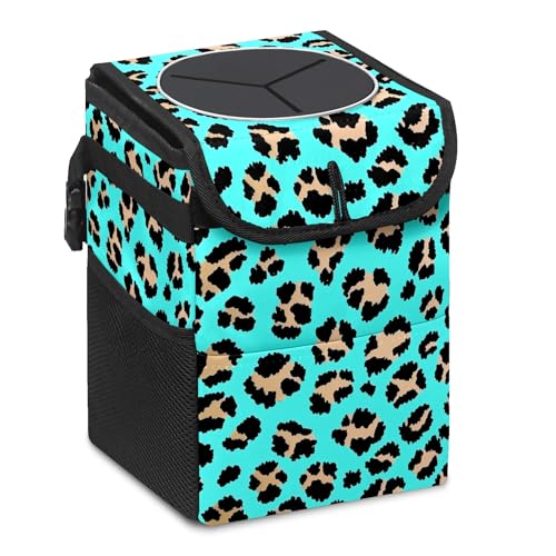 Car Trash Can – Multi-Purpose, Lightweight and Portable with Durable Water-Resistant Coating, No Installation Required, Practical and Ample Capacity, Variety of Colors.Tiger Pattern - color: Leopard print blue tiger print(2)