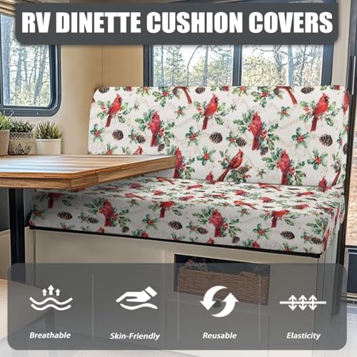 SEANATIVE Cardinal Birds RV Sofa Split Seat Cover 2-Piece Set Dinette Cushion Covers Replacement Camper Couch Cover Sofa Seat Cushion Slipcovers Dust Proof Bench Slip Cover Rectangle - color: Cardinal Birds