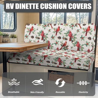 SEANATIVE Cardinal Birds RV Sofa Split Seat Cover 2-Piece Set Dinette Cushion Covers Replacement Camper Couch Cover Sofa Seat Cushion Slipcovers Dust Proof Bench Slip Cover Rectangle - color: Cardinal Birds